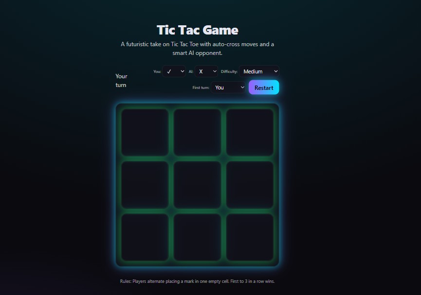 Futuristic Tic Tac Toe Game